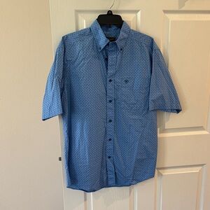 Ariat Short-Sleeve Blue Patterned Men's Button-Up Shirt